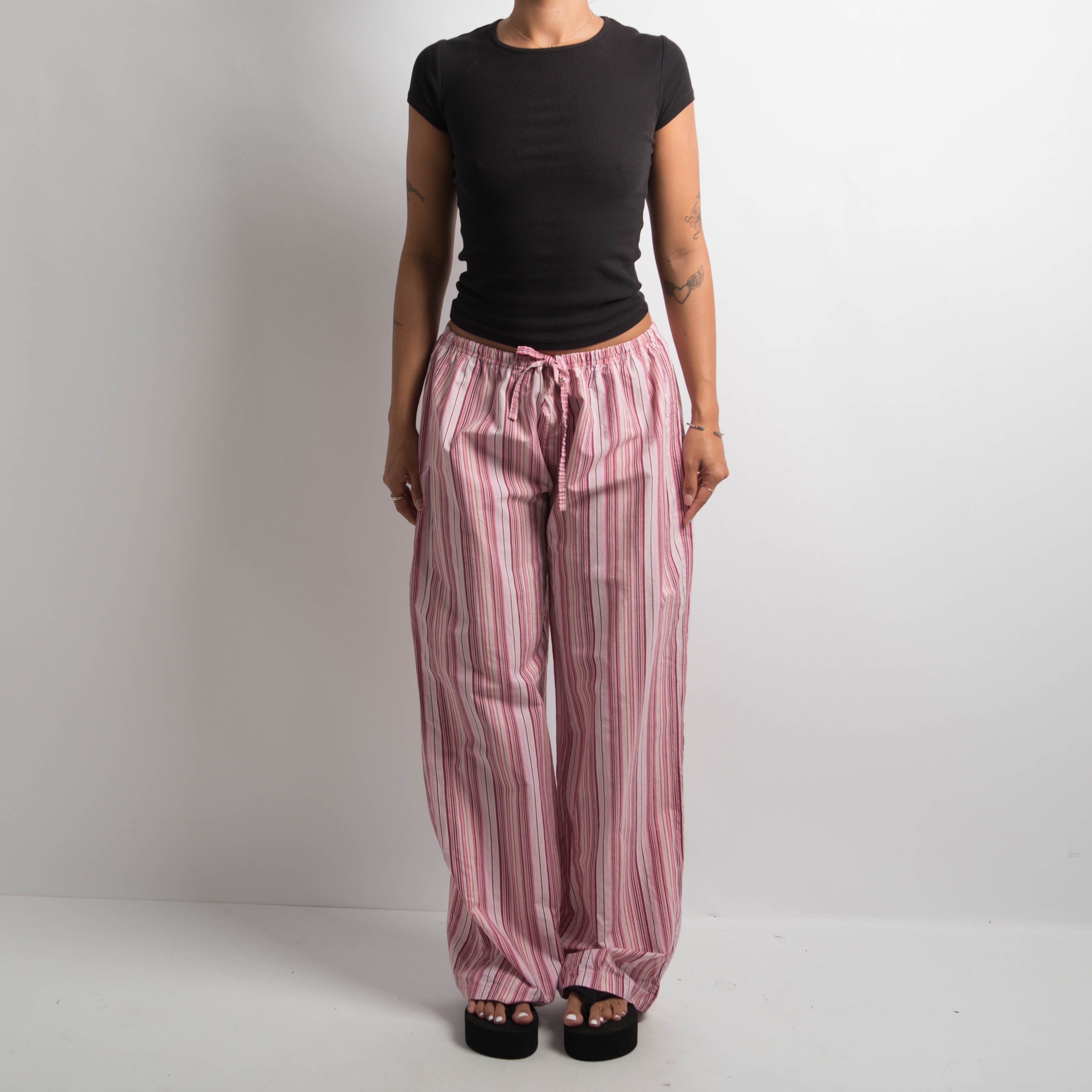 PINK STRIPE DRAWSTRING PANTS
