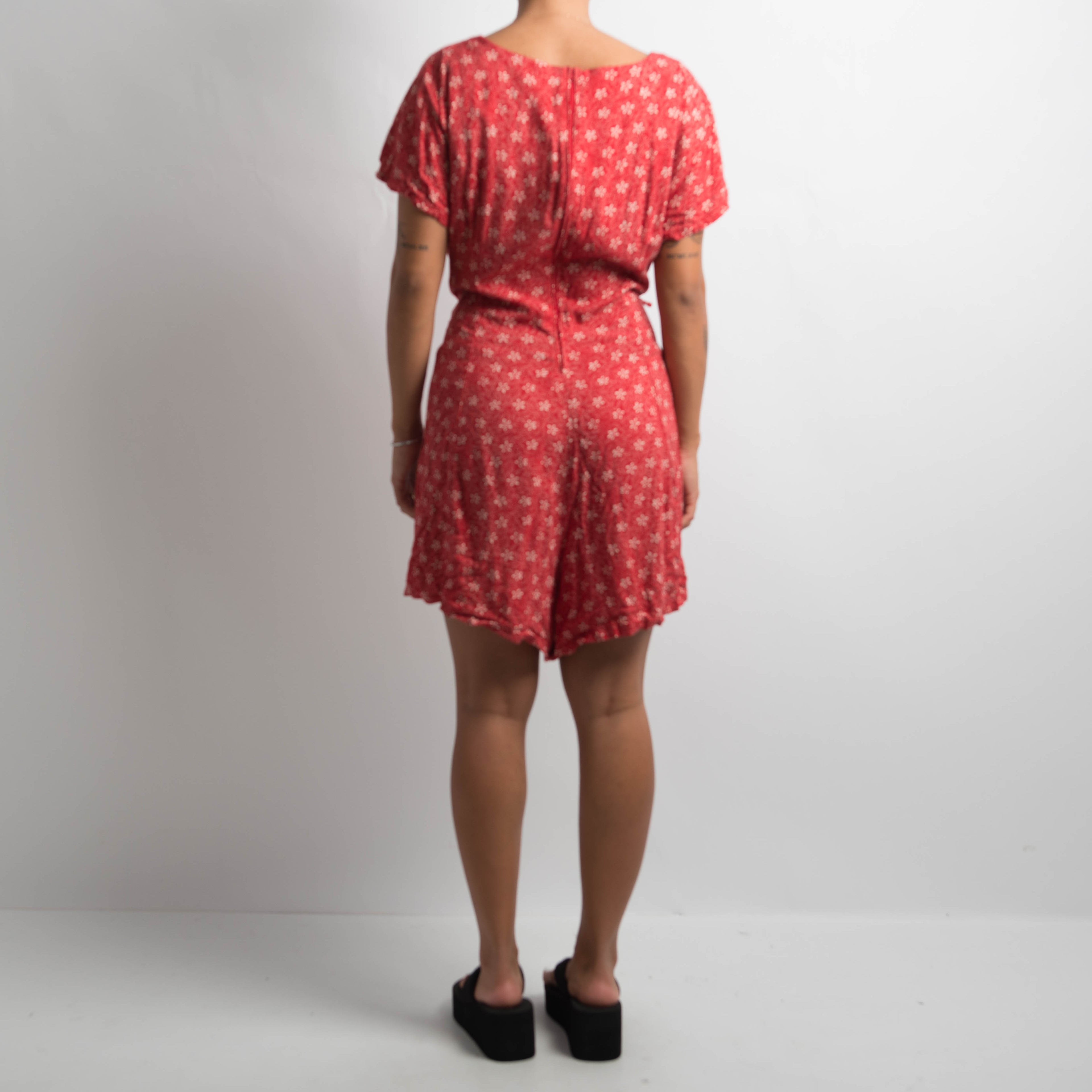 RED FLORAL ROMPER