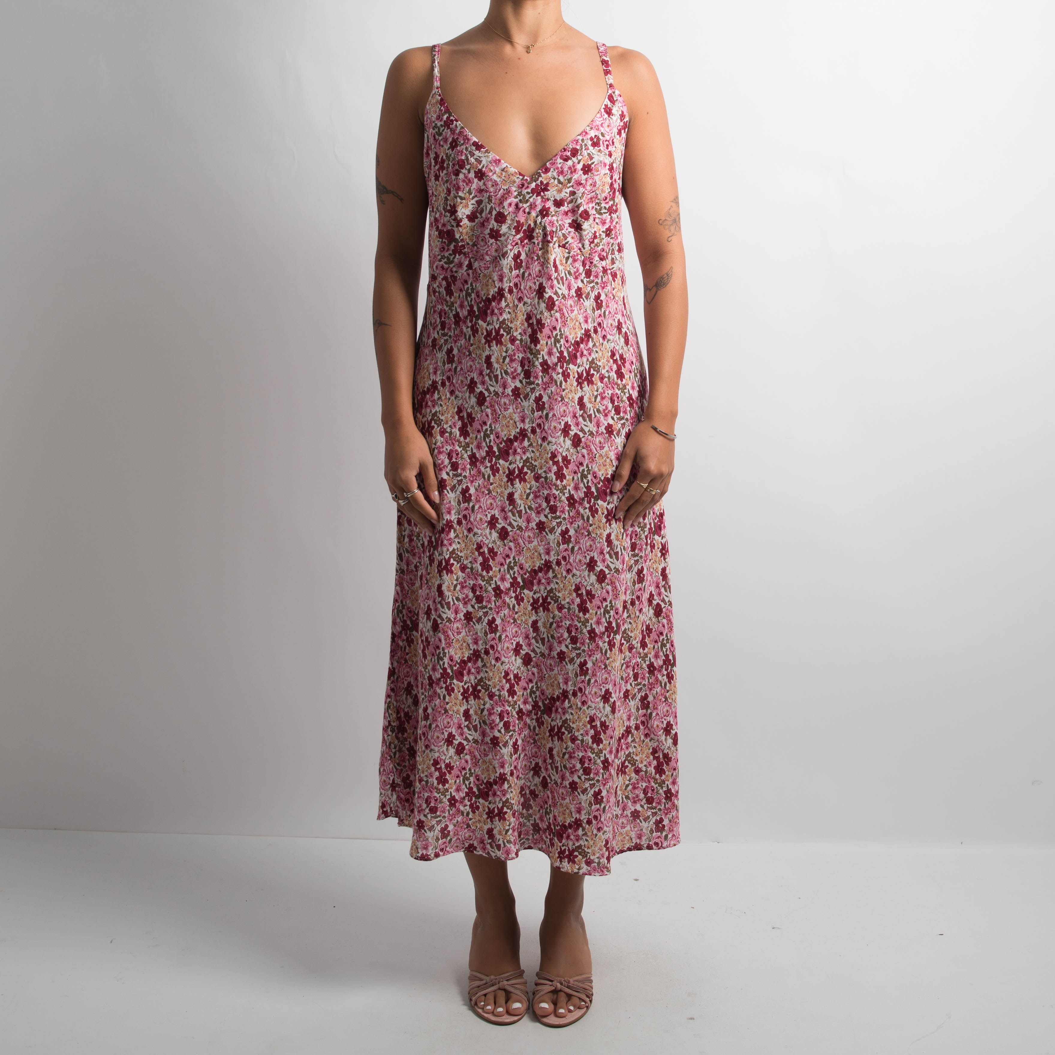 PINK FLORAL MIDI DRESS