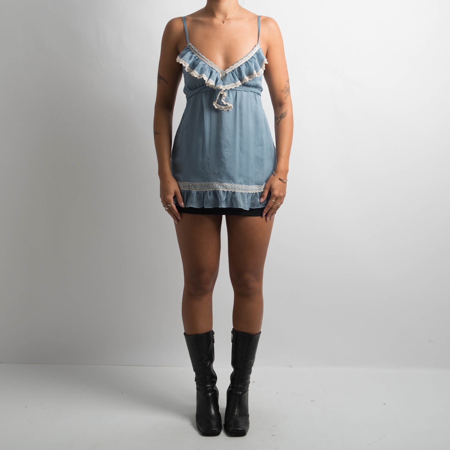 BLUE RUFFLE CAMISOLE