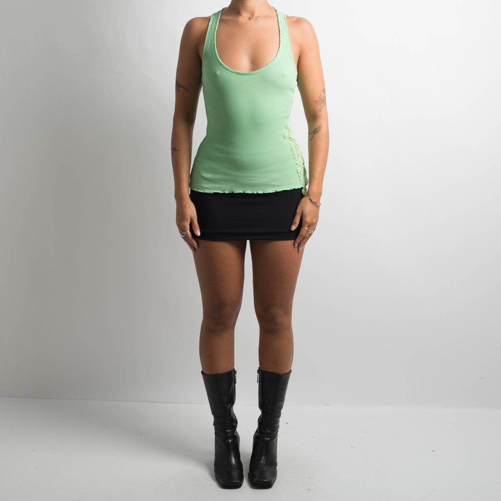 GREEN RIBBED TANK TOP