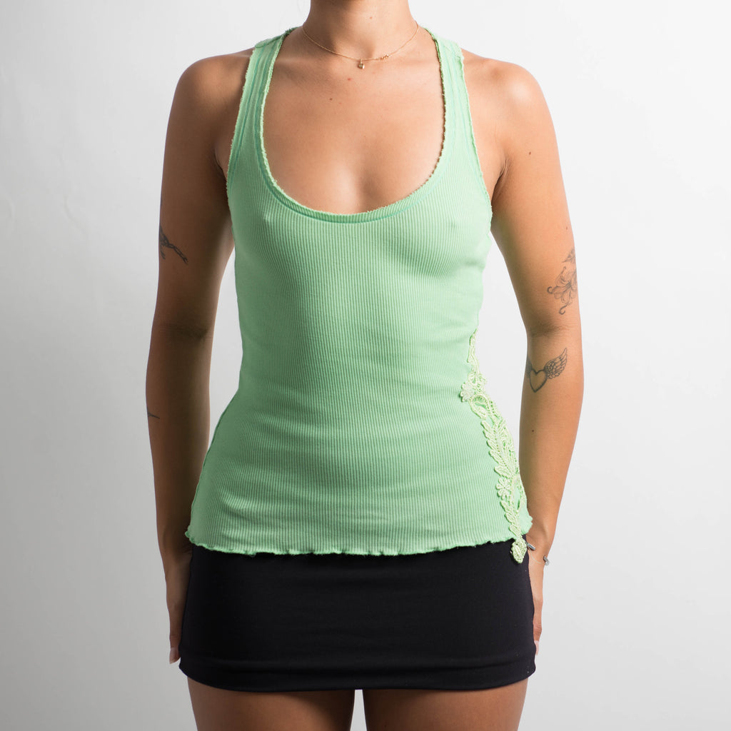 GREEN RIBBED TANK TOP