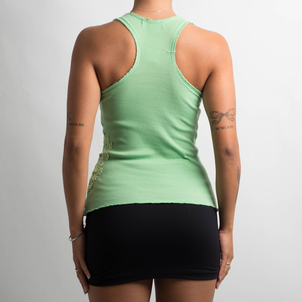 GREEN RIBBED TANK TOP