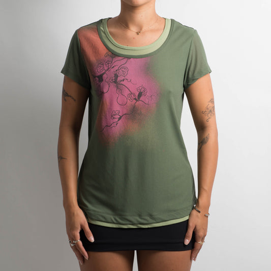 GREEN MESH TOP