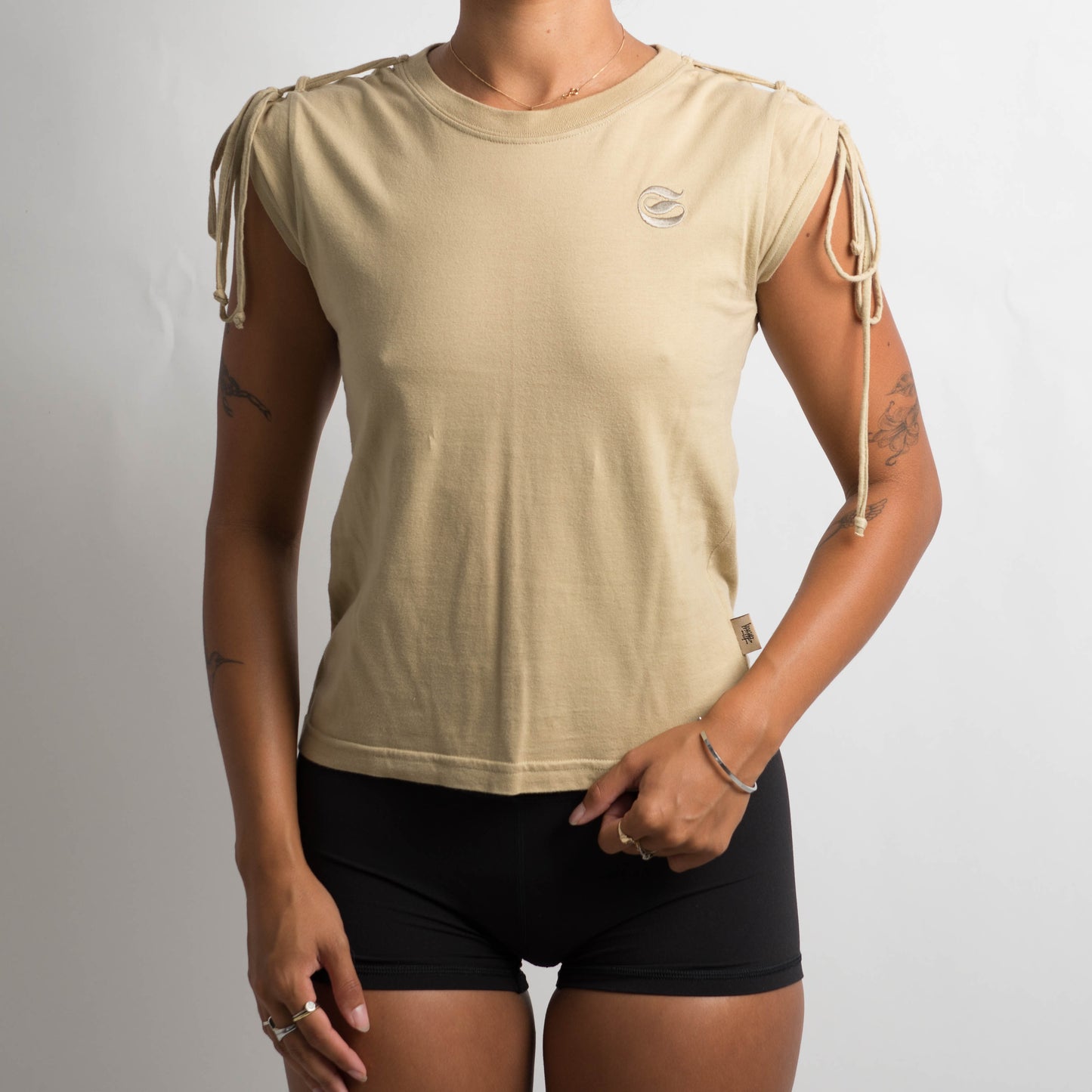 TAN CAP SLEEVE TEE