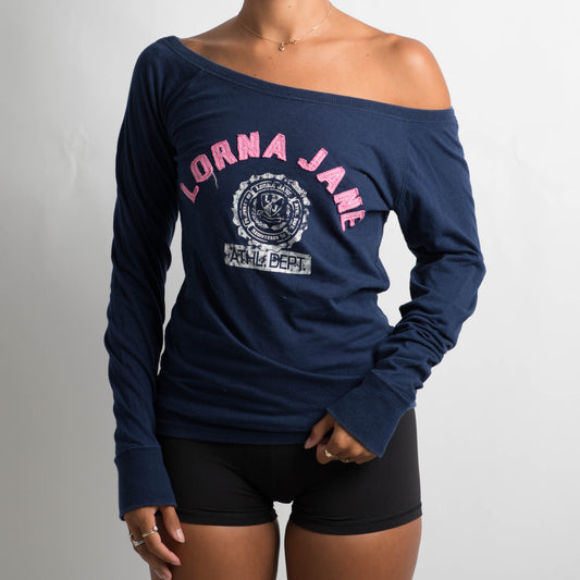 NAVY WIDE NECK LONG SLEEVE