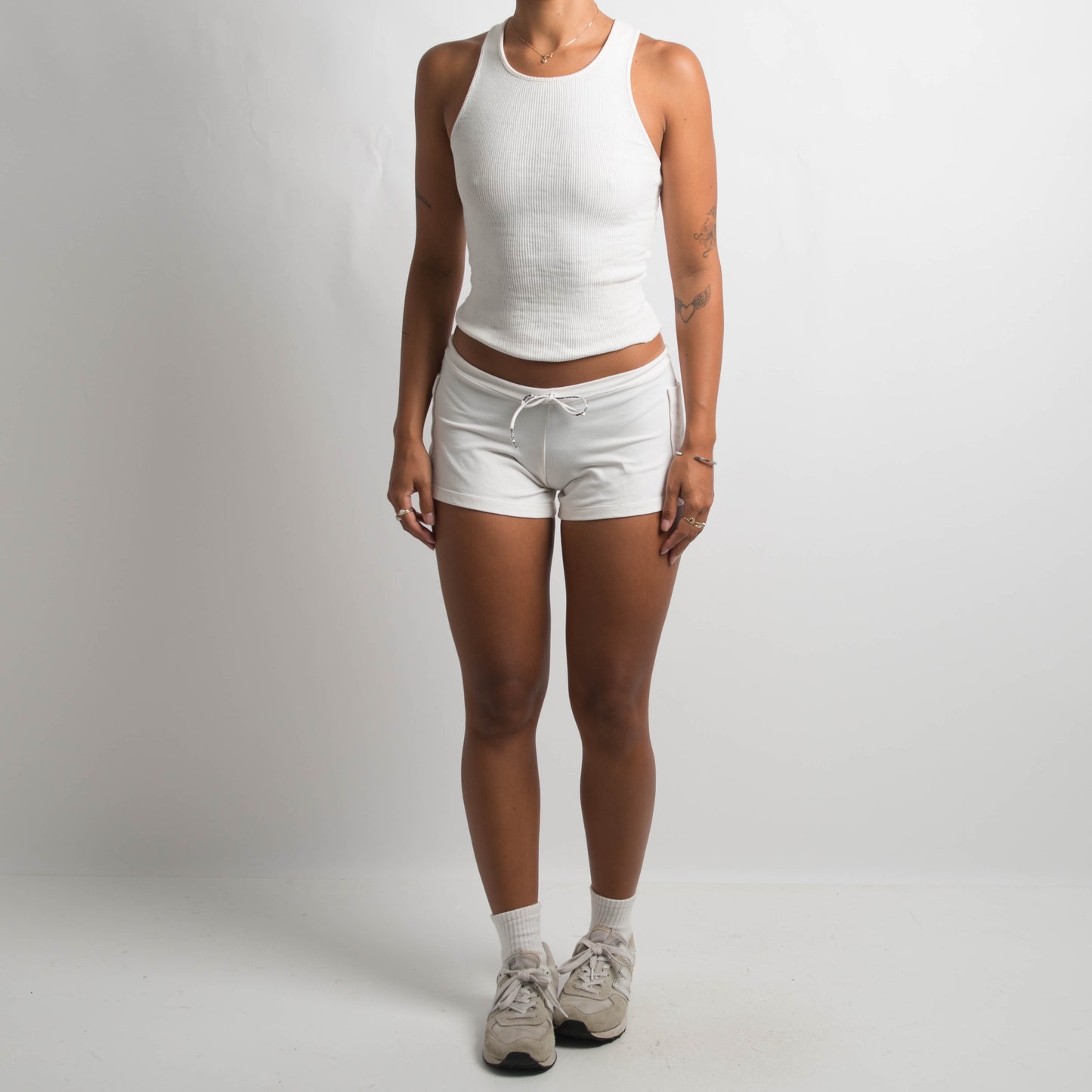 WHITE POCKET MINI SHORTS