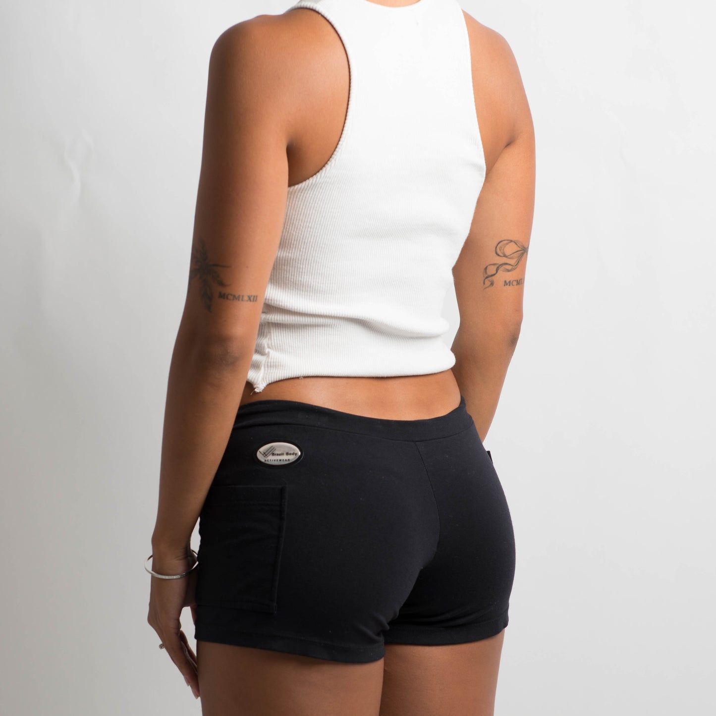 BLACK POCKET MINI SHORTS