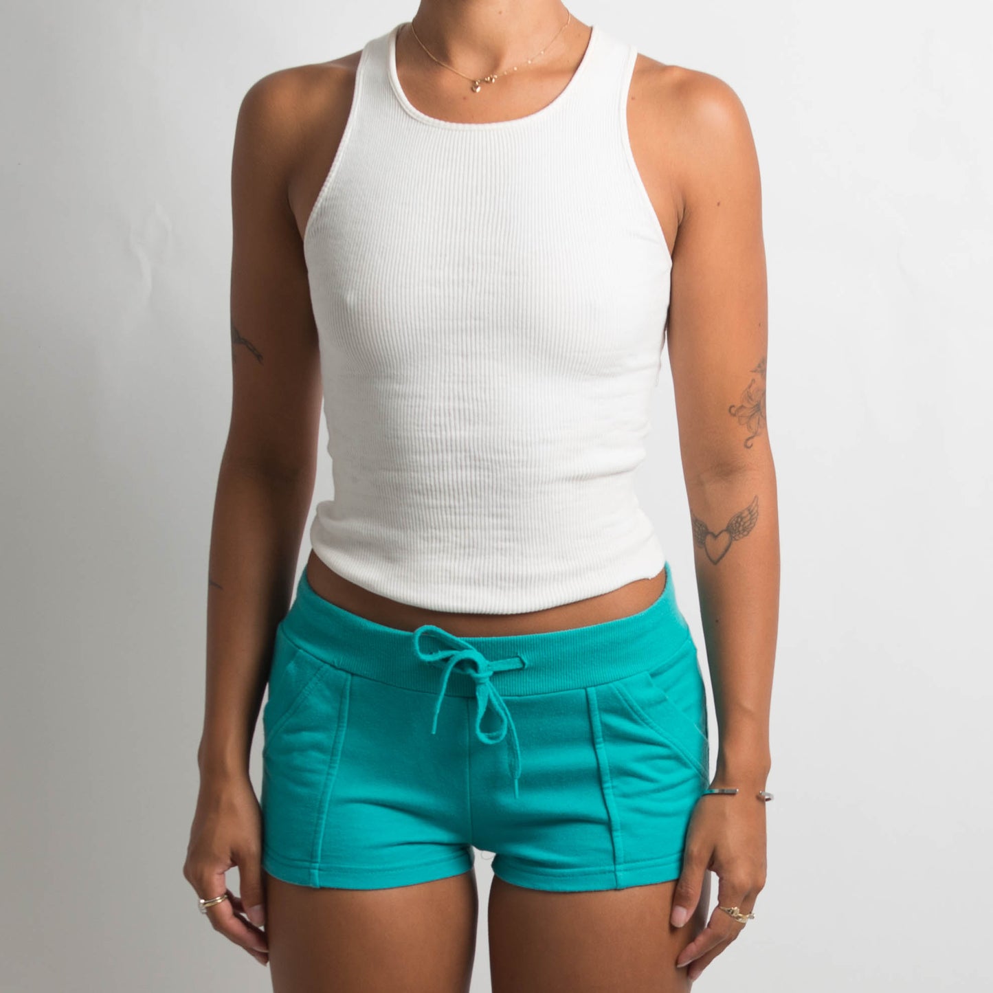 TURQUOISE MINI SHORTS