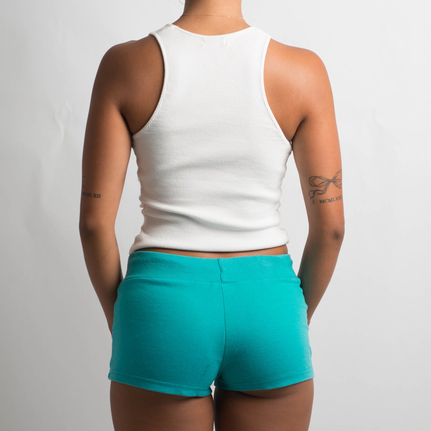 TURQUOISE MINI SHORTS