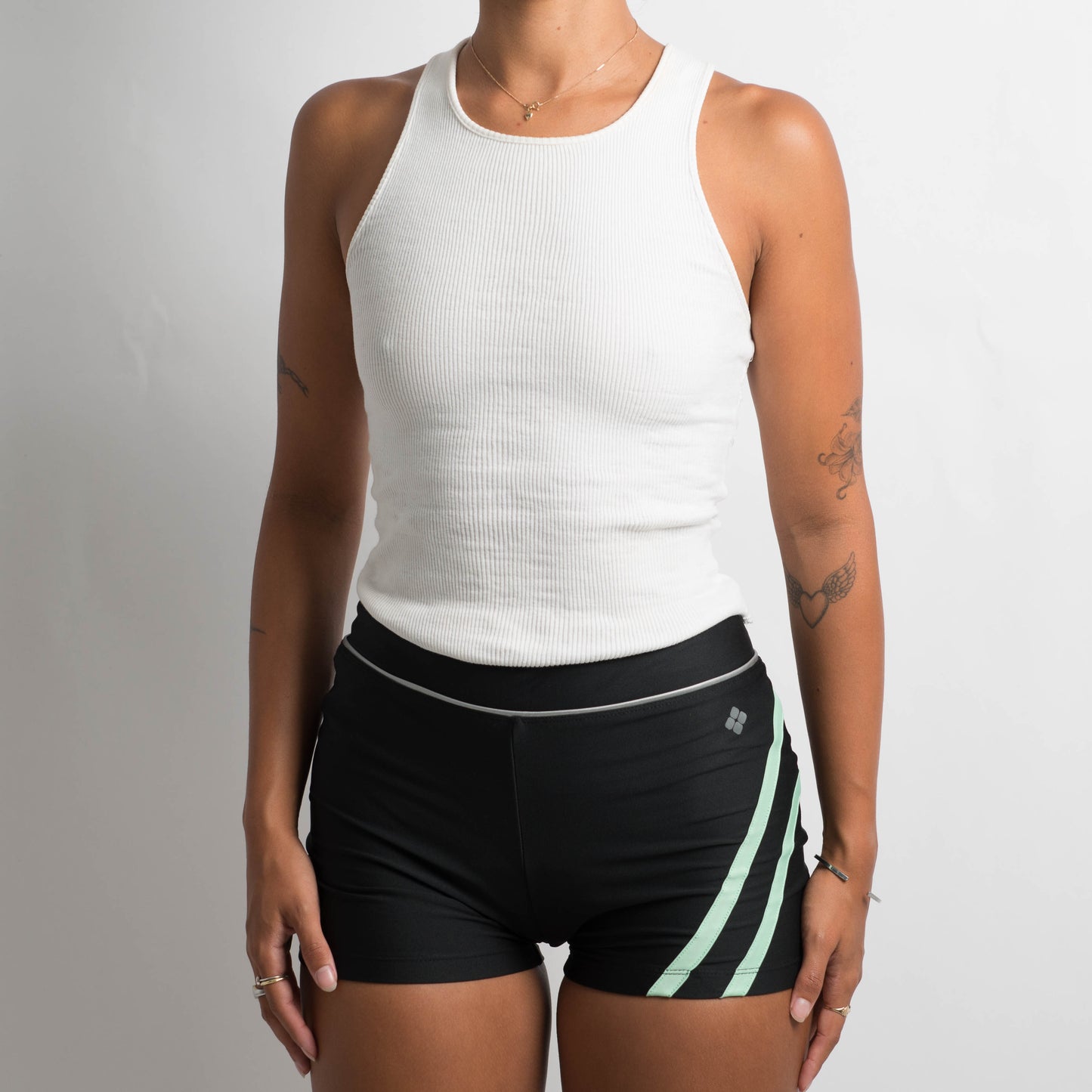 BLACK STRIPE BIKE SHORTS