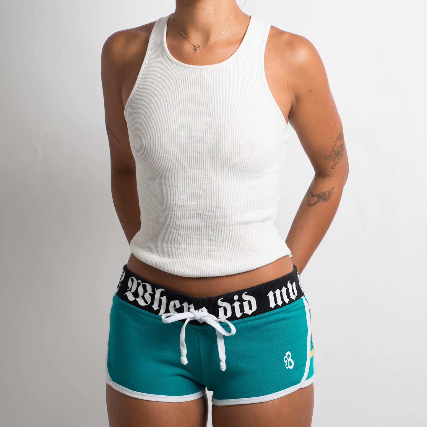 TURQUOISE MINI SHORTS