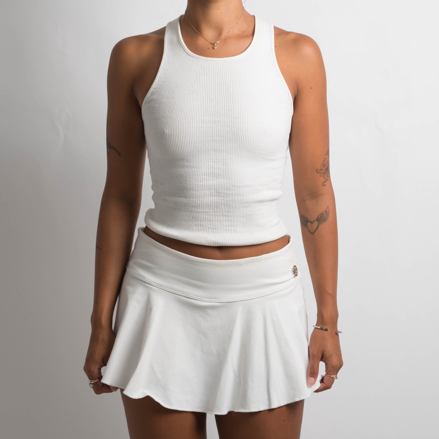 WHITE TENNIS SKORT