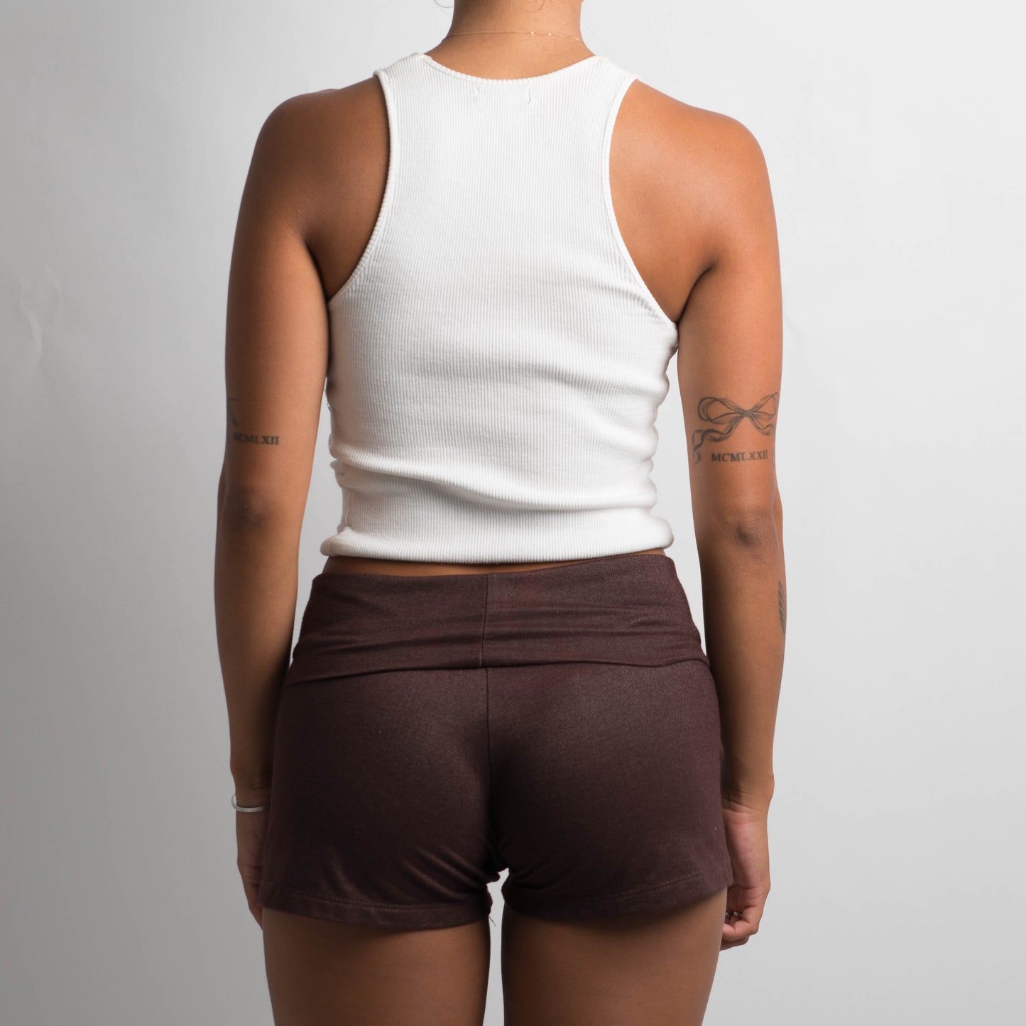 BROWN FOLD OVER SHORTS