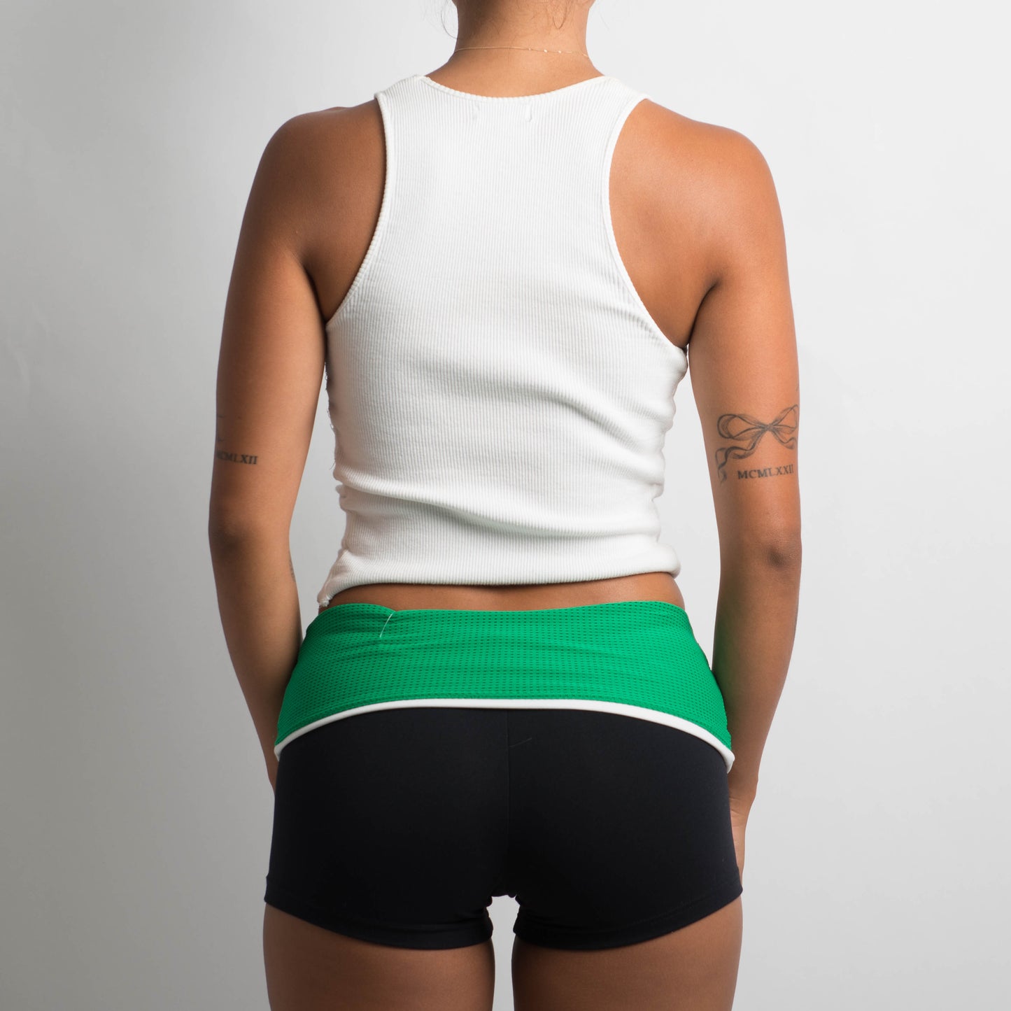 GREEN FOLD OVER MINI SHORTS