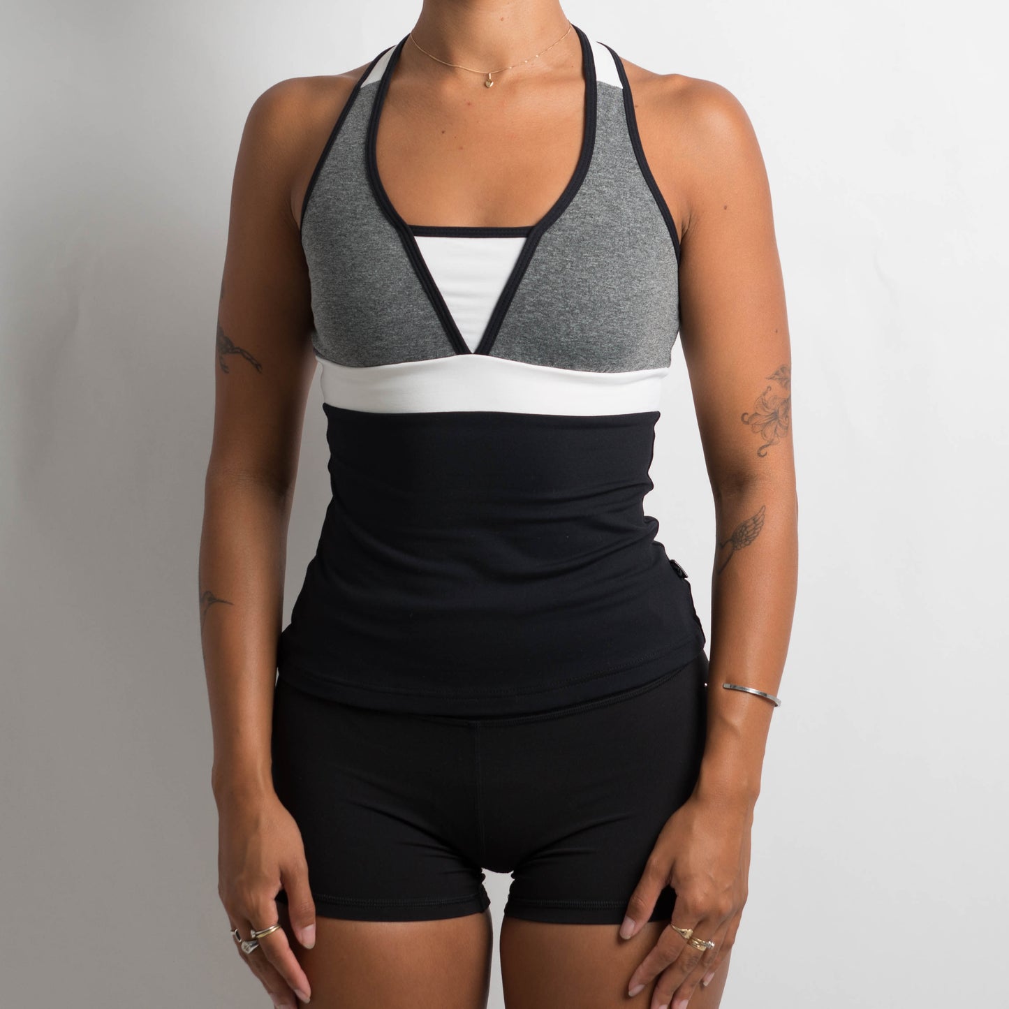 GREY COLOURBLOCK TANK TOP