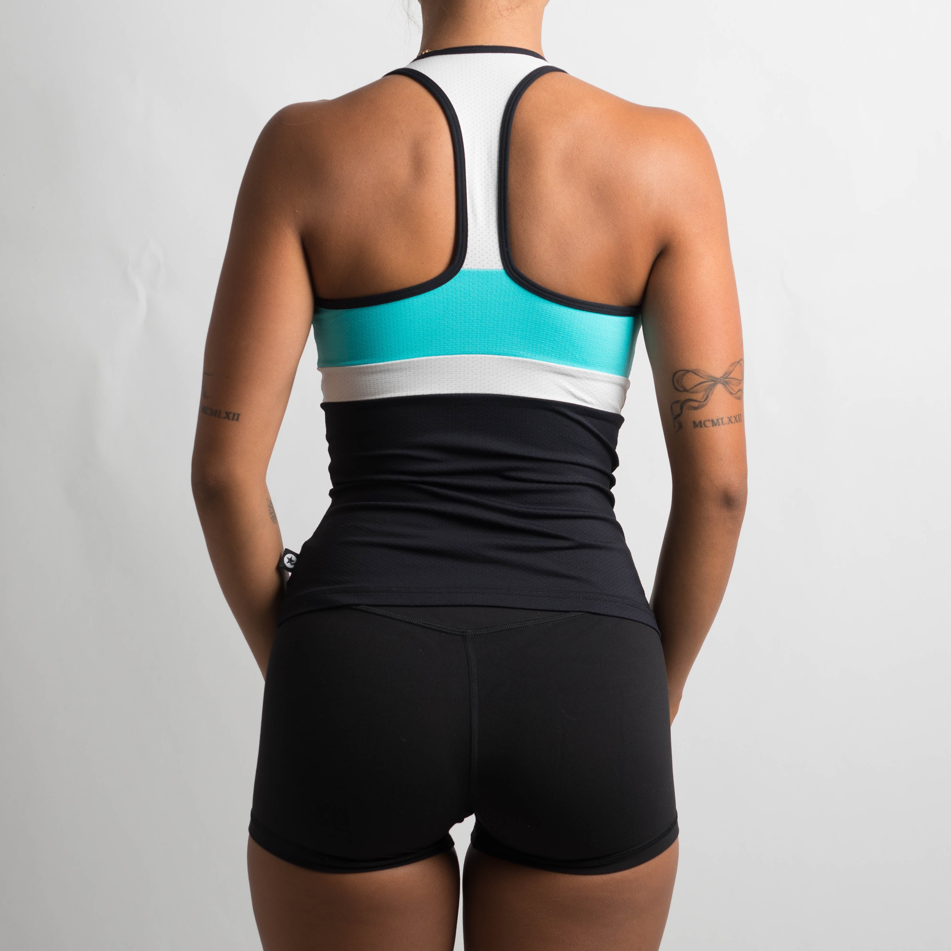 BLUE COLOURBLOCK TANK TOP