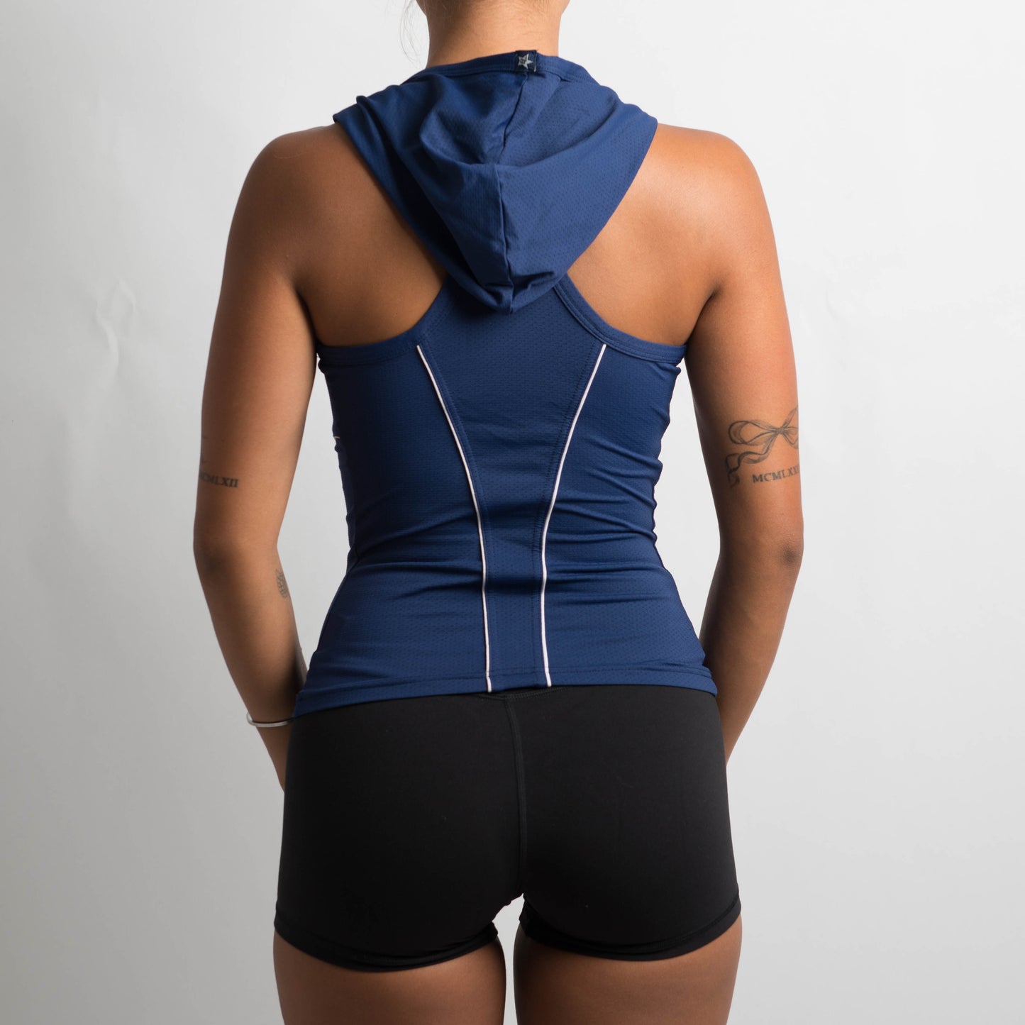 NAVY HOODED ACTIVEWEAR TOP