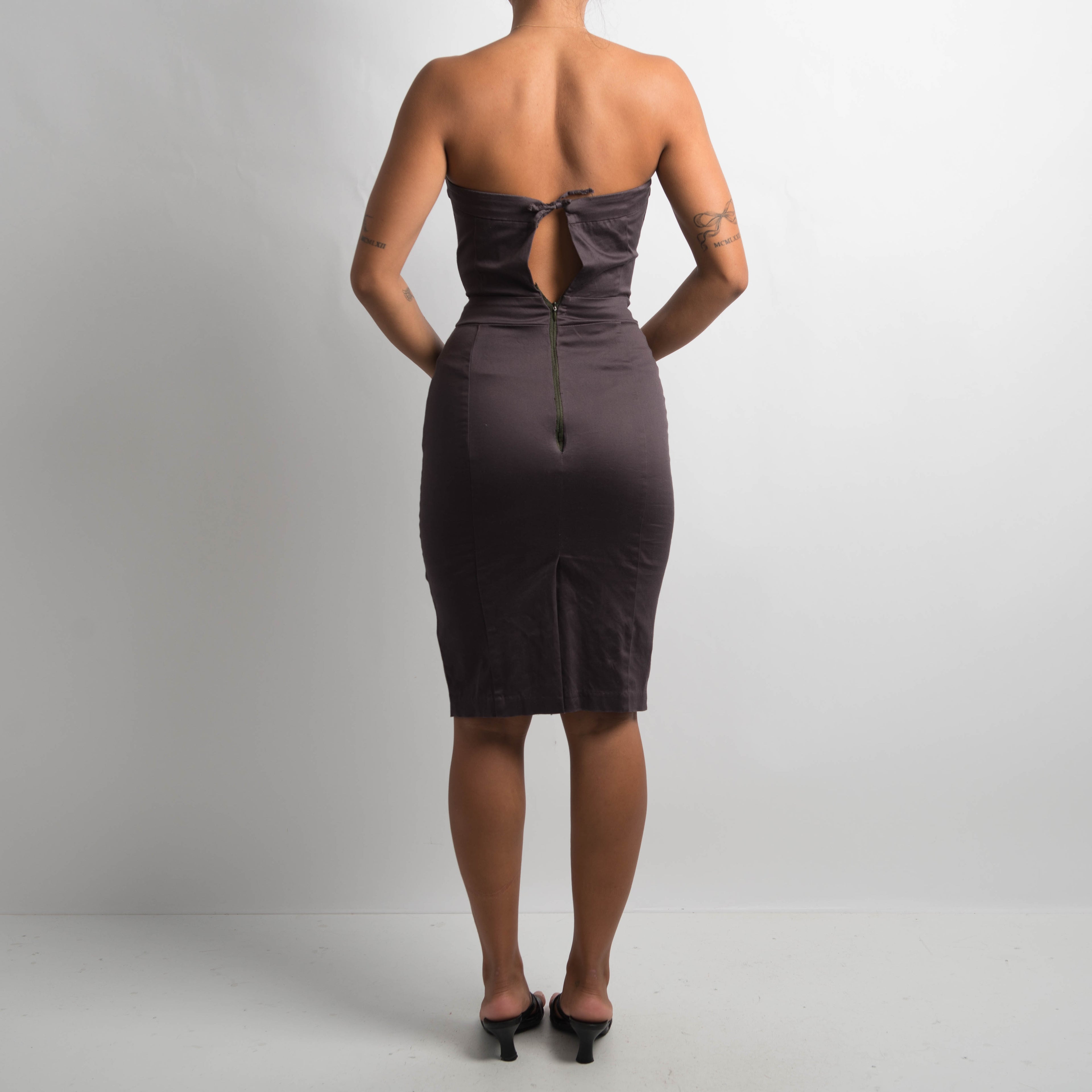 TAUPE STRAPLESS DRESS