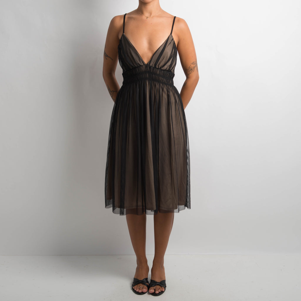 MESH BABYDOLL MIDI DRESS