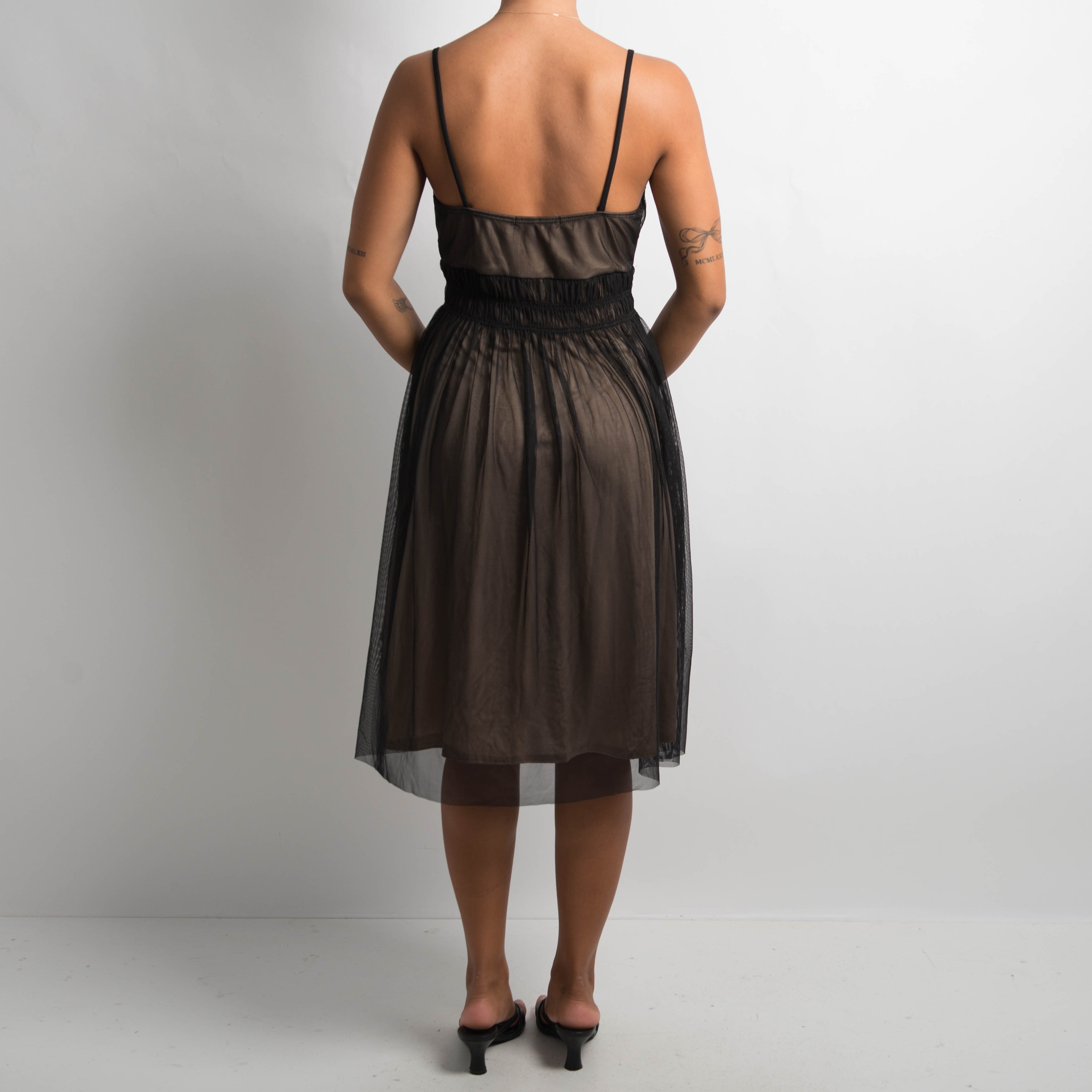 MESH BABYDOLL MIDI DRESS