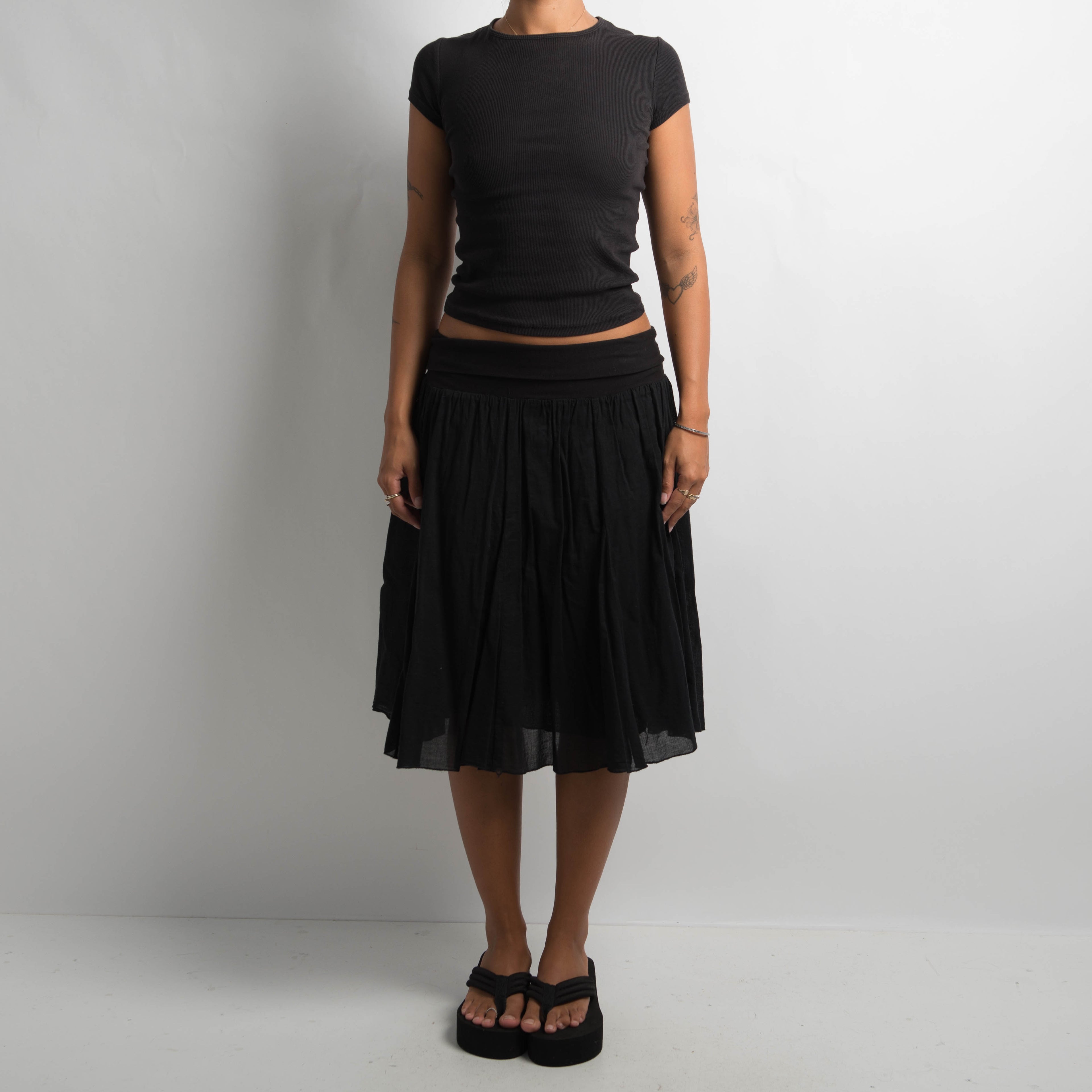 BLACK FOLD OVER SKIRT
