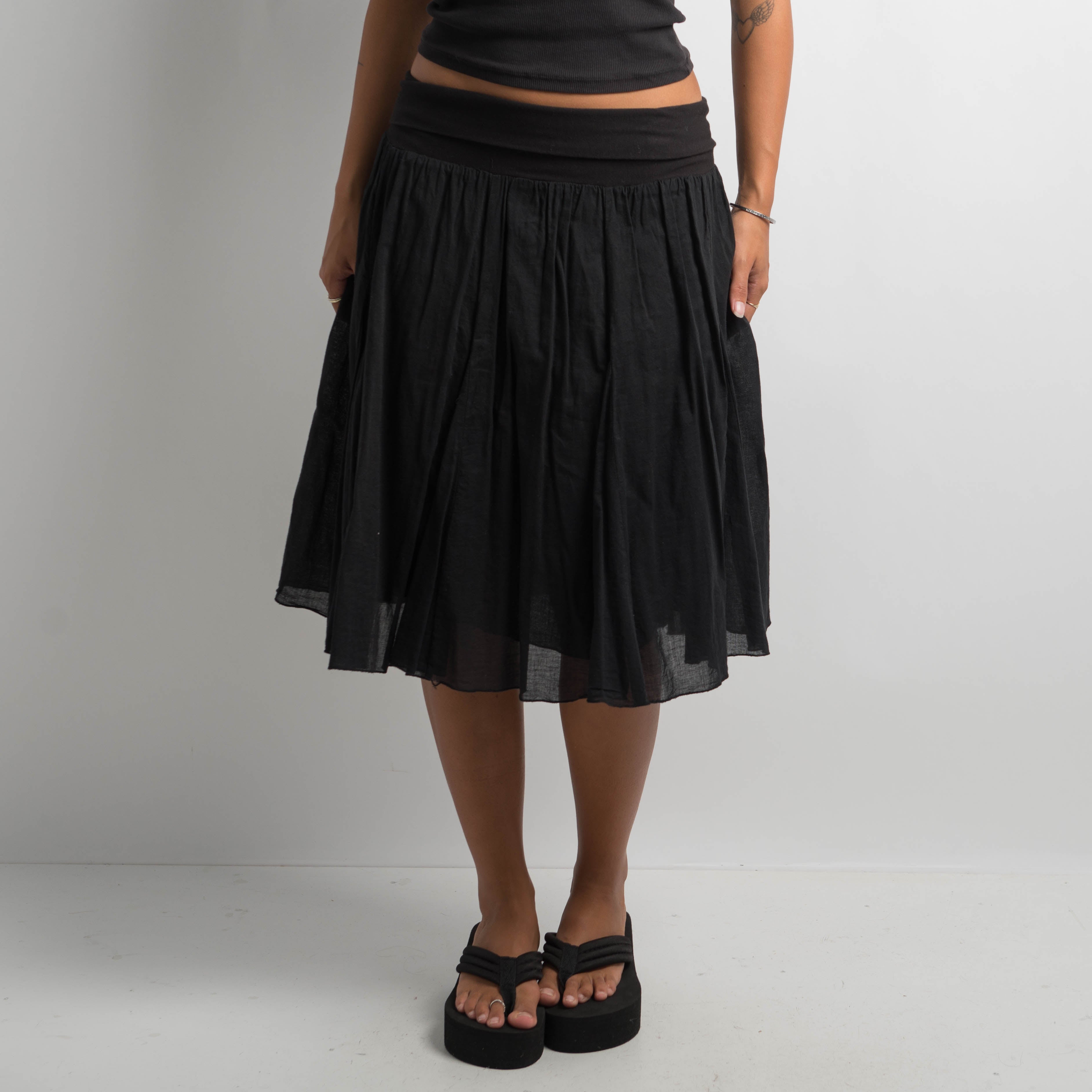 BLACK FOLD OVER SKIRT