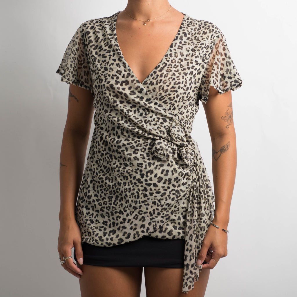 ANIMAL PRINT MESH TOP