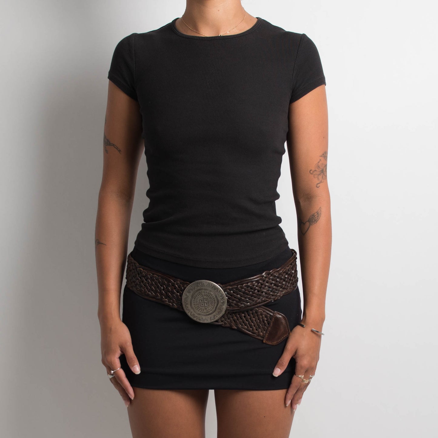 BROWN BRAIDED STATEMENT BELT