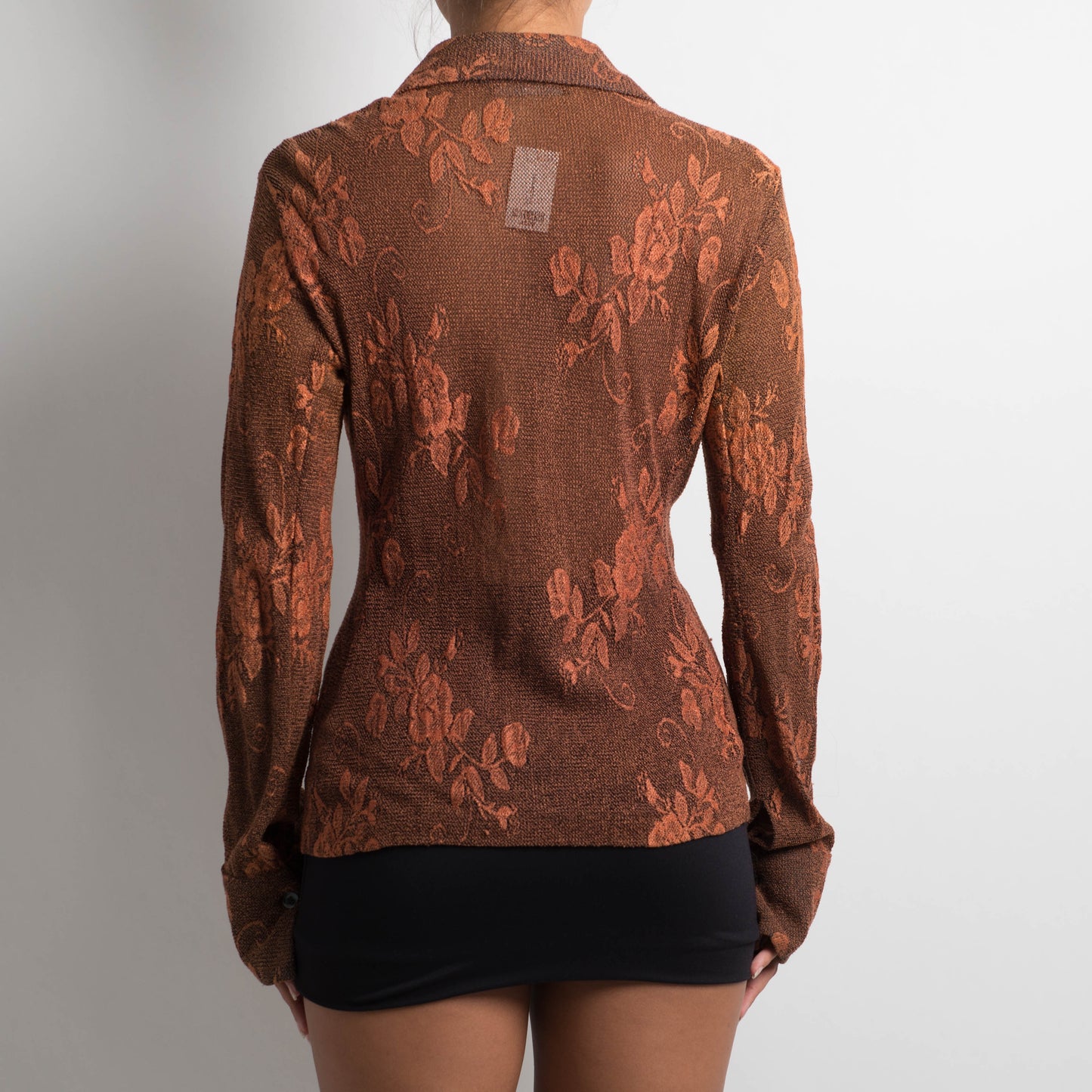 ORANGE MESH FLORAL BLOUSE