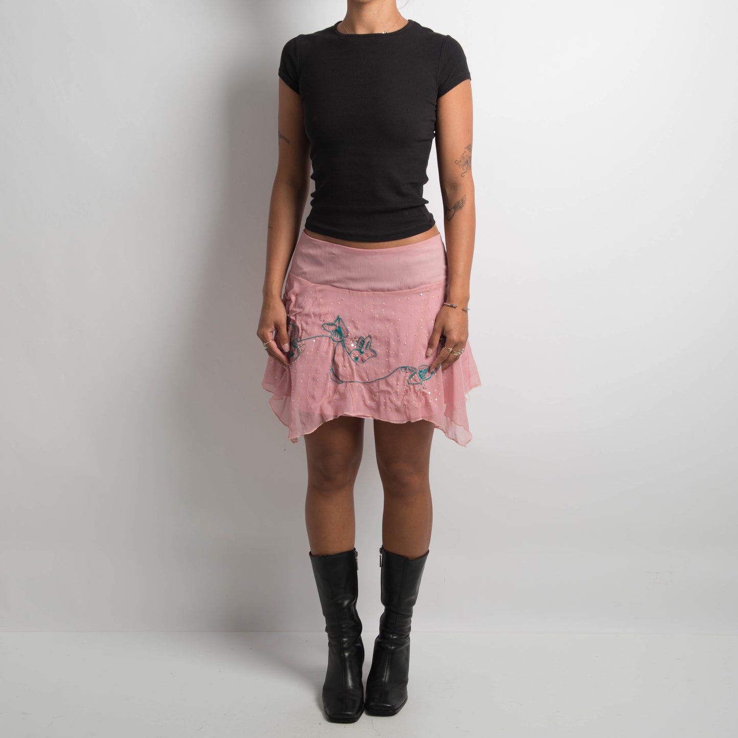 PINK ASYMMETRIC MINI SKIRT