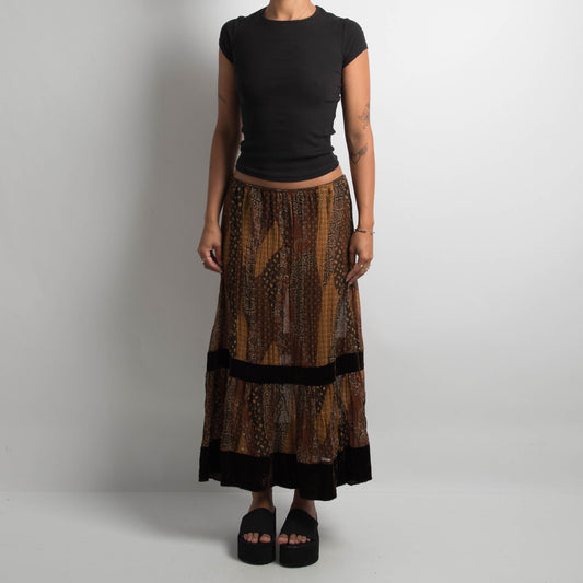 SHEER BROWN PAISLEY SKIRT