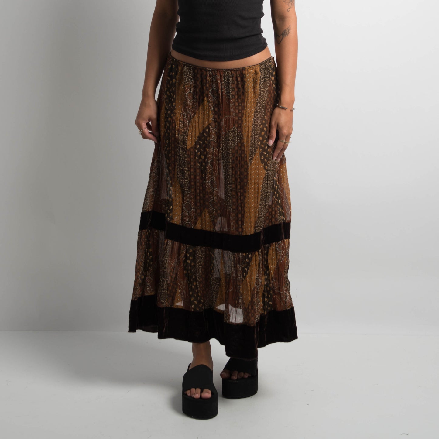 SHEER BROWN PAISLEY SKIRT