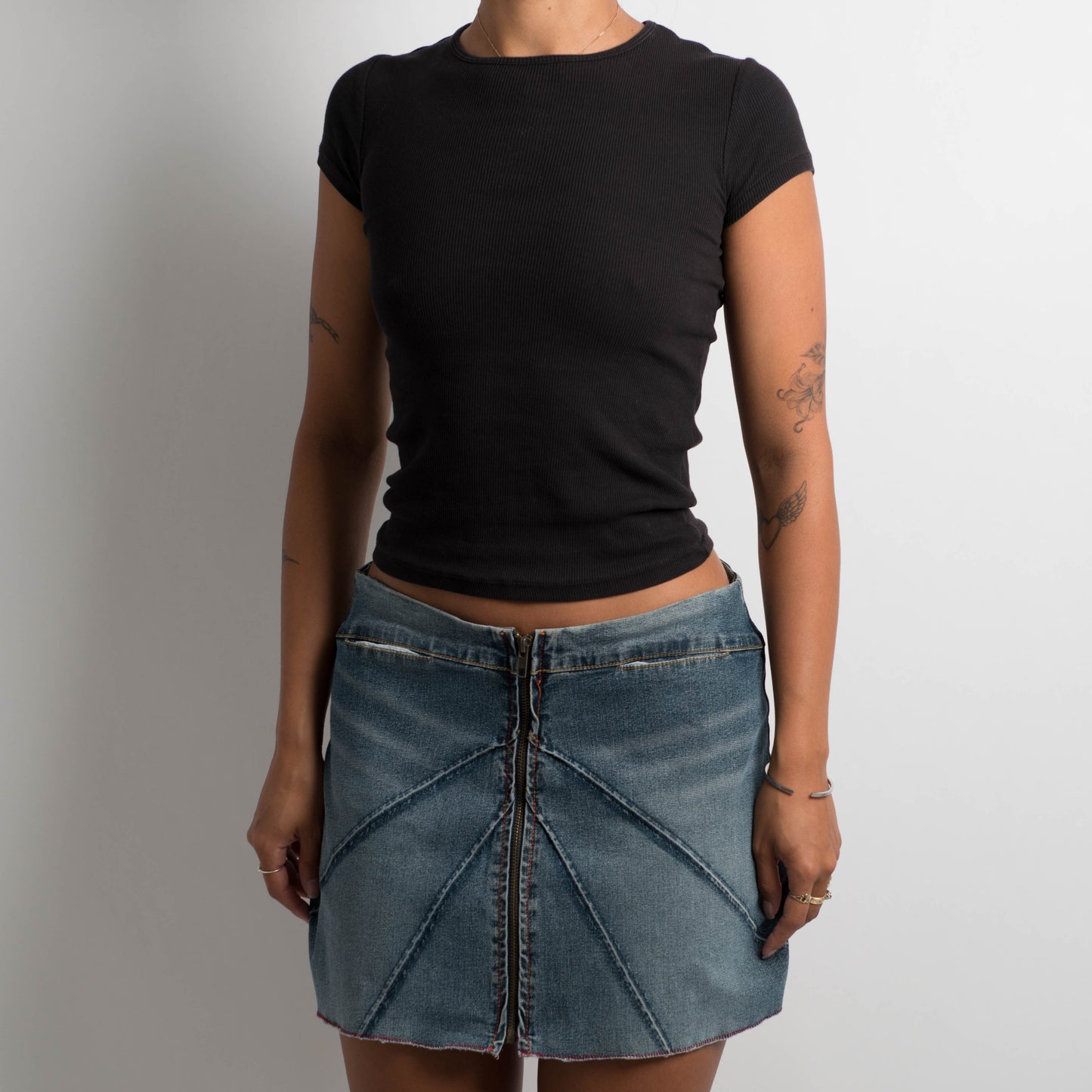 ZIP FRONT DENIM MINI SKIRT