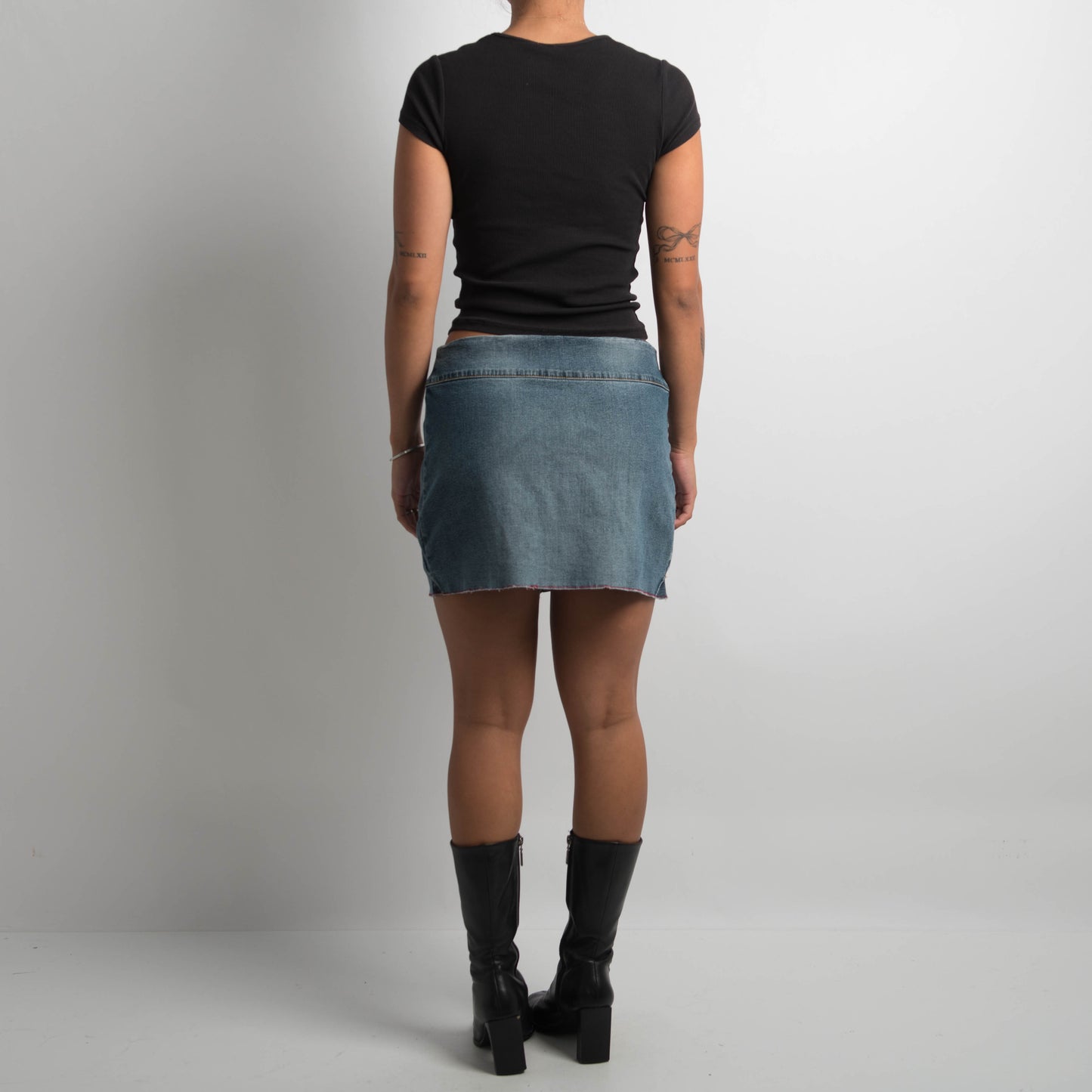 ZIP FRONT DENIM MINI SKIRT