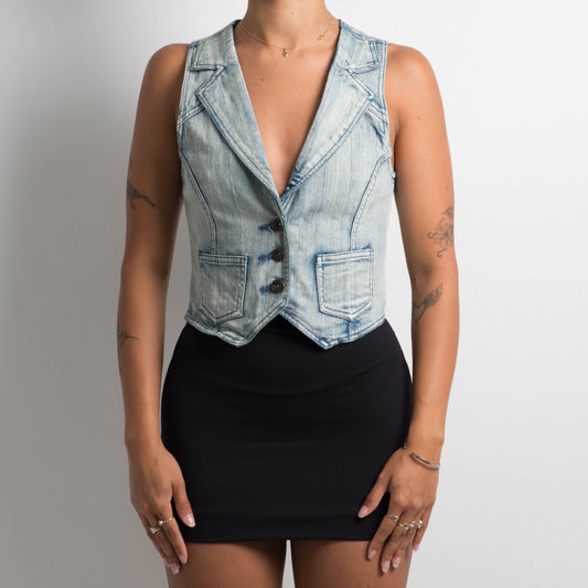 LIGHT WASH DENIM WAISTCOAT VEST