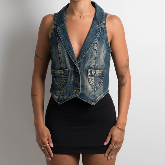 MID WASH DENIM WAISTCOAT VEST