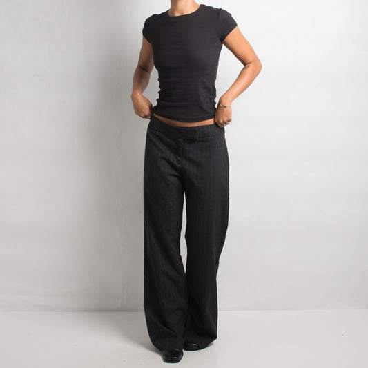 BLACK PINSTRIPE BOOTCUT TROUSERS