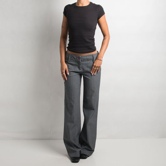 GREY PINSTRIPE BOOTCUT TROUSERS