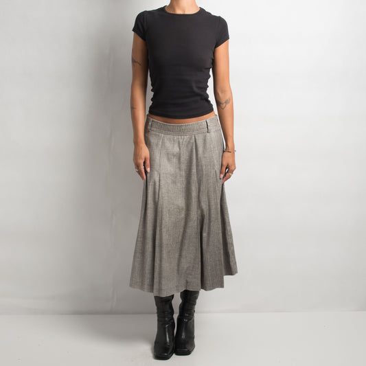 GREY MARLE PLEATED MIDI SKIRT