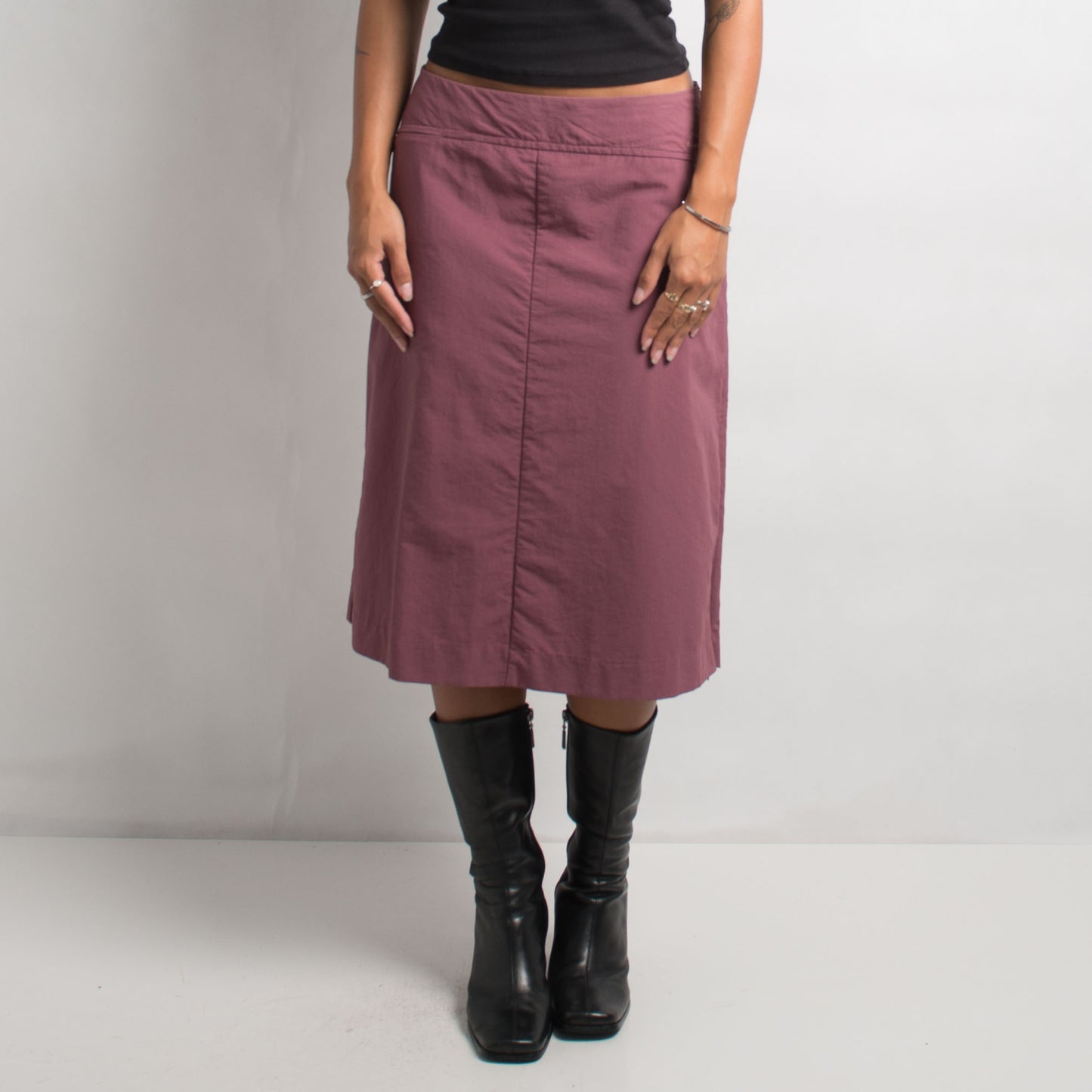 MAUVE NYLON MIDI SKIRT