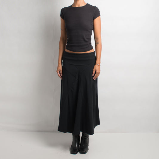 BLACK LONGLINE SWING SKIRT