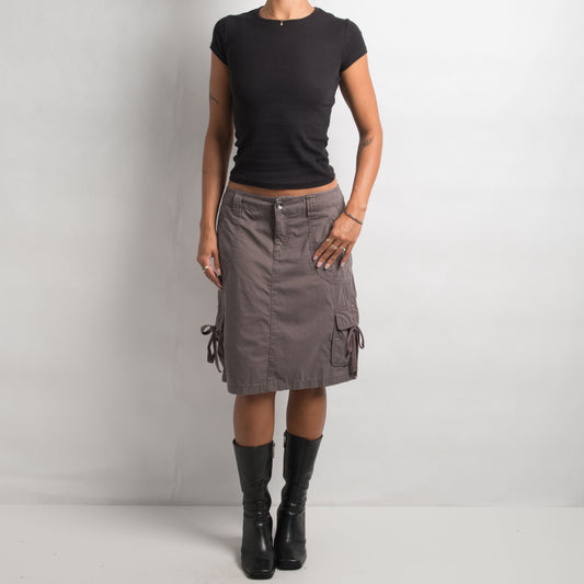 TAUPE CARGO MIDI SKIRT