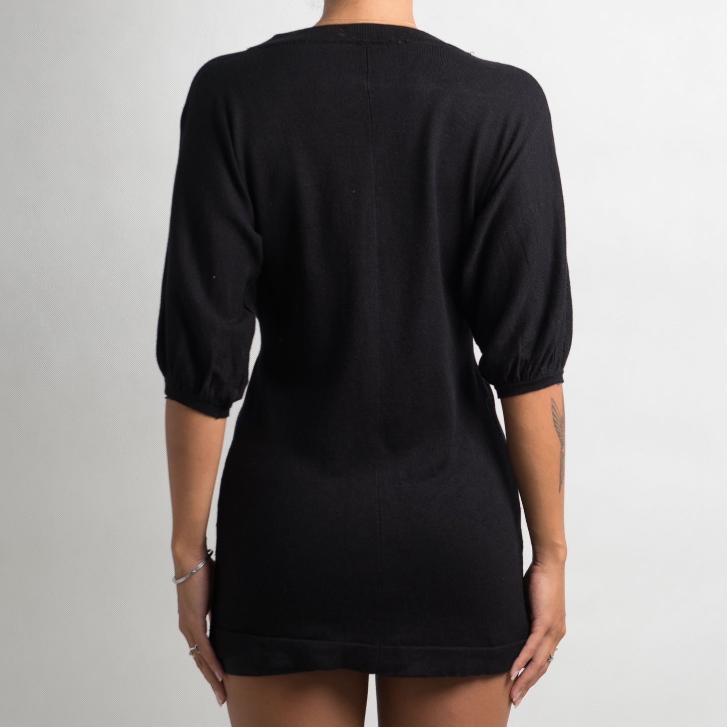 BLACK 1/2 SLEEVE CARDIGAN