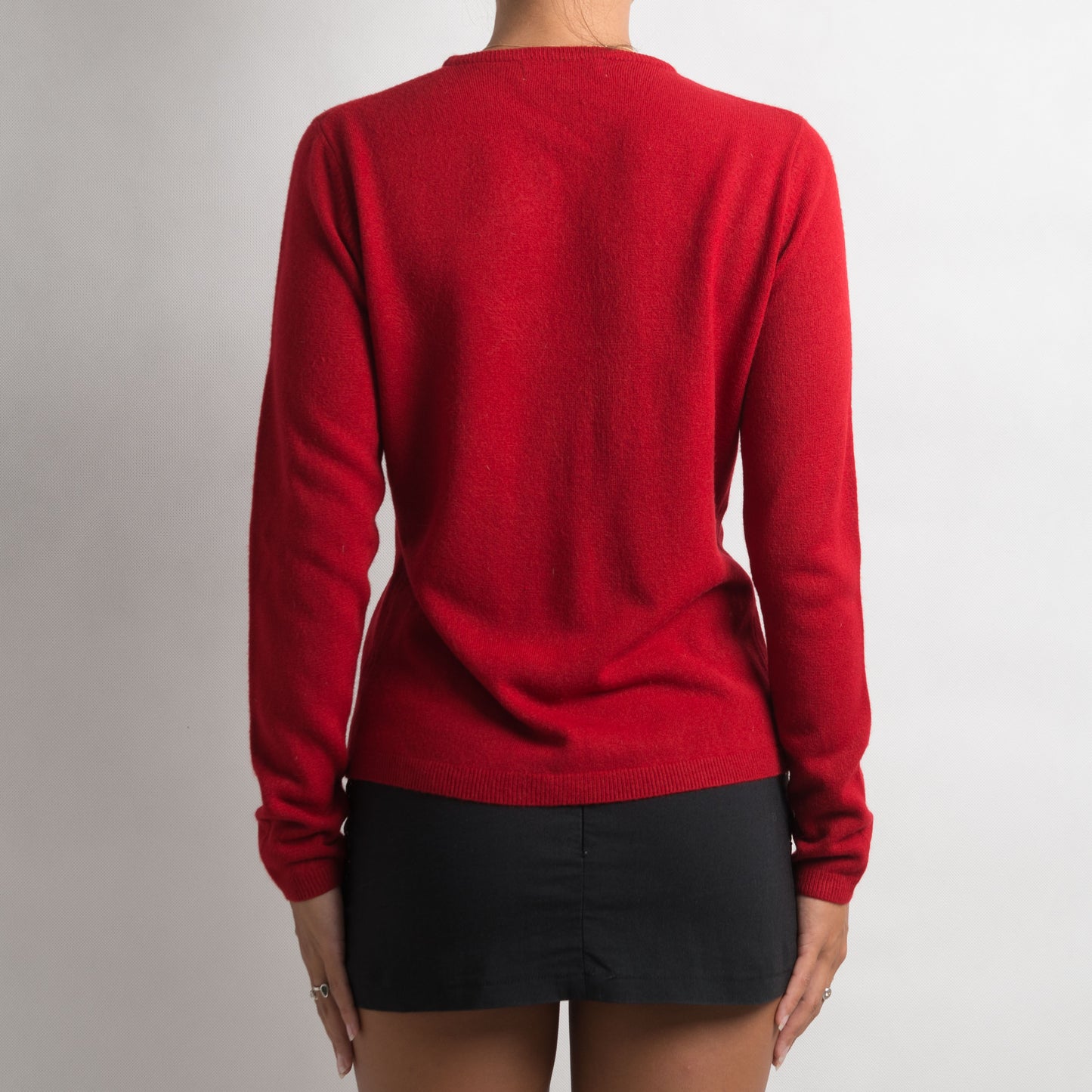 RED BUTTON FRONT CARDIGAN