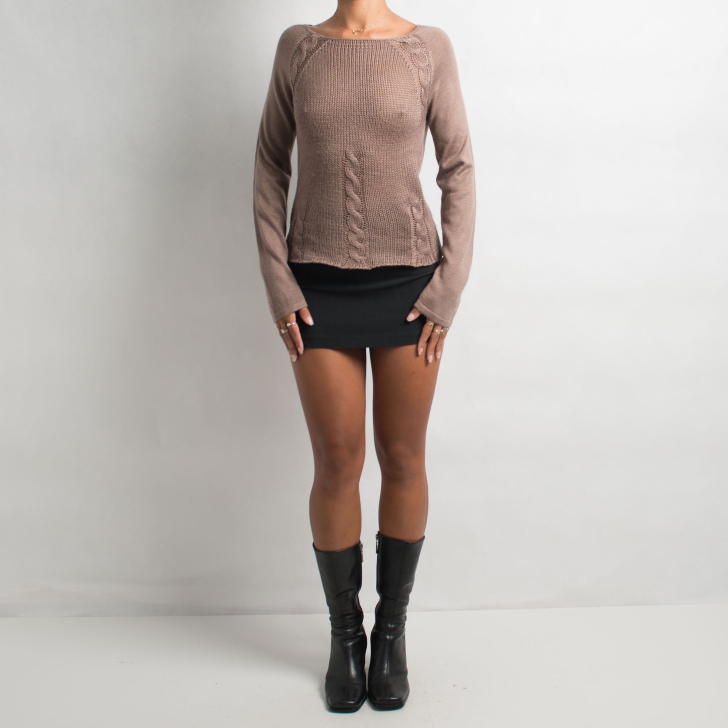 TAUPE CROCHET KNIT