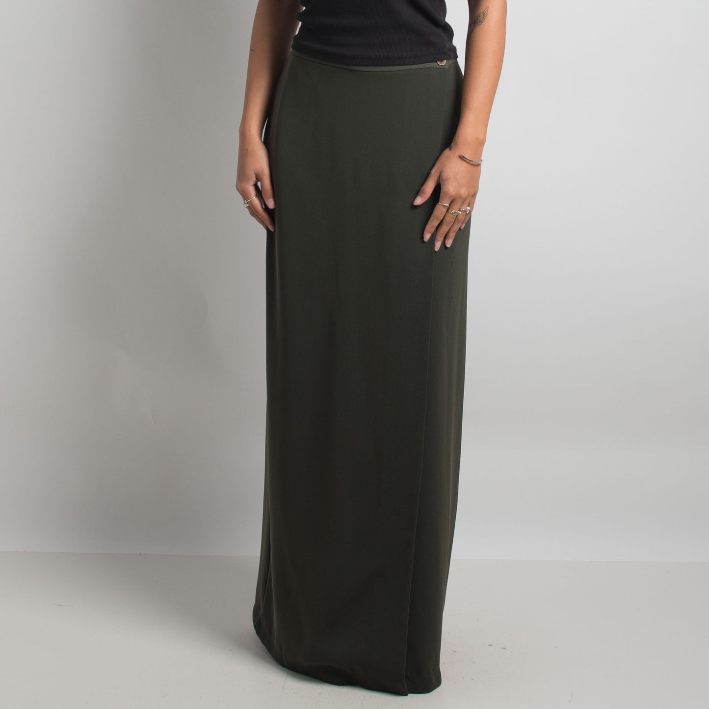 KHAKI GREEN MAXI SKIRT