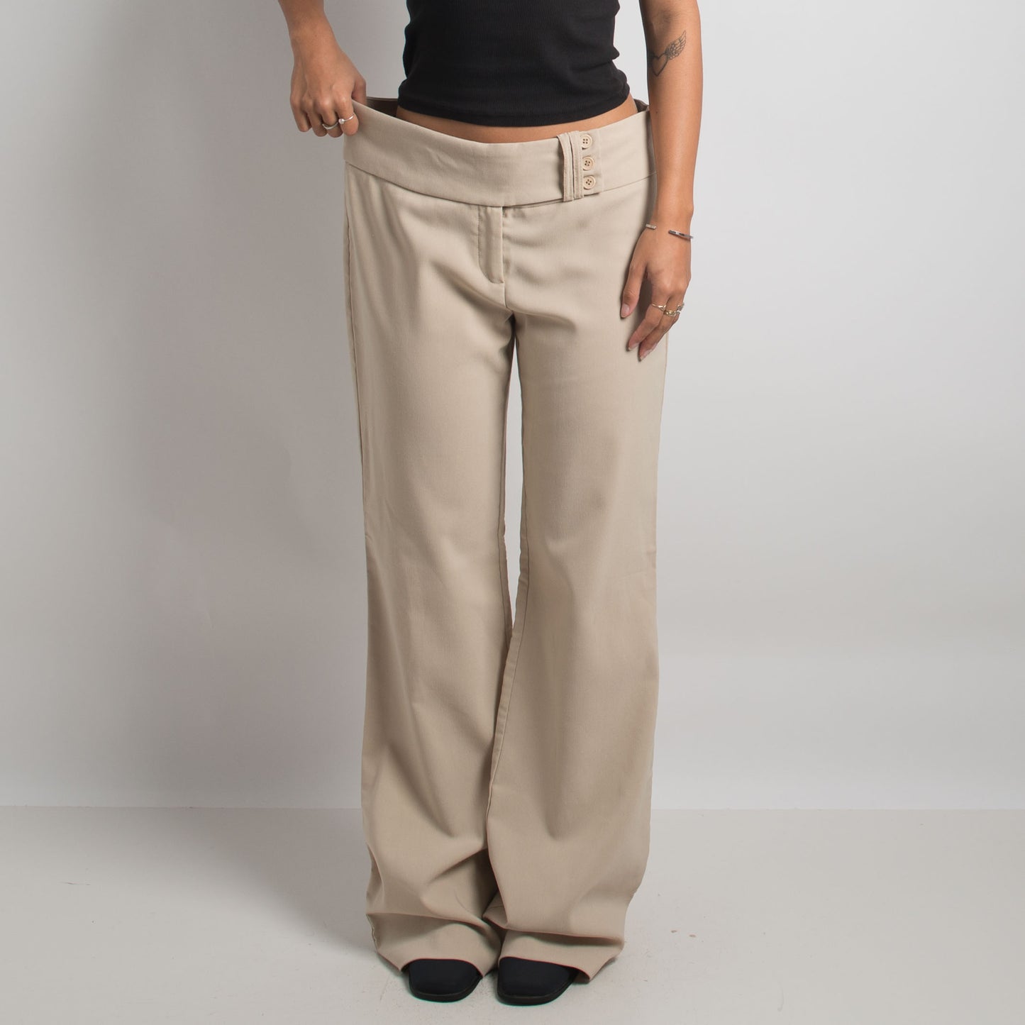 BEIGE BOOTCUT TROUSERS