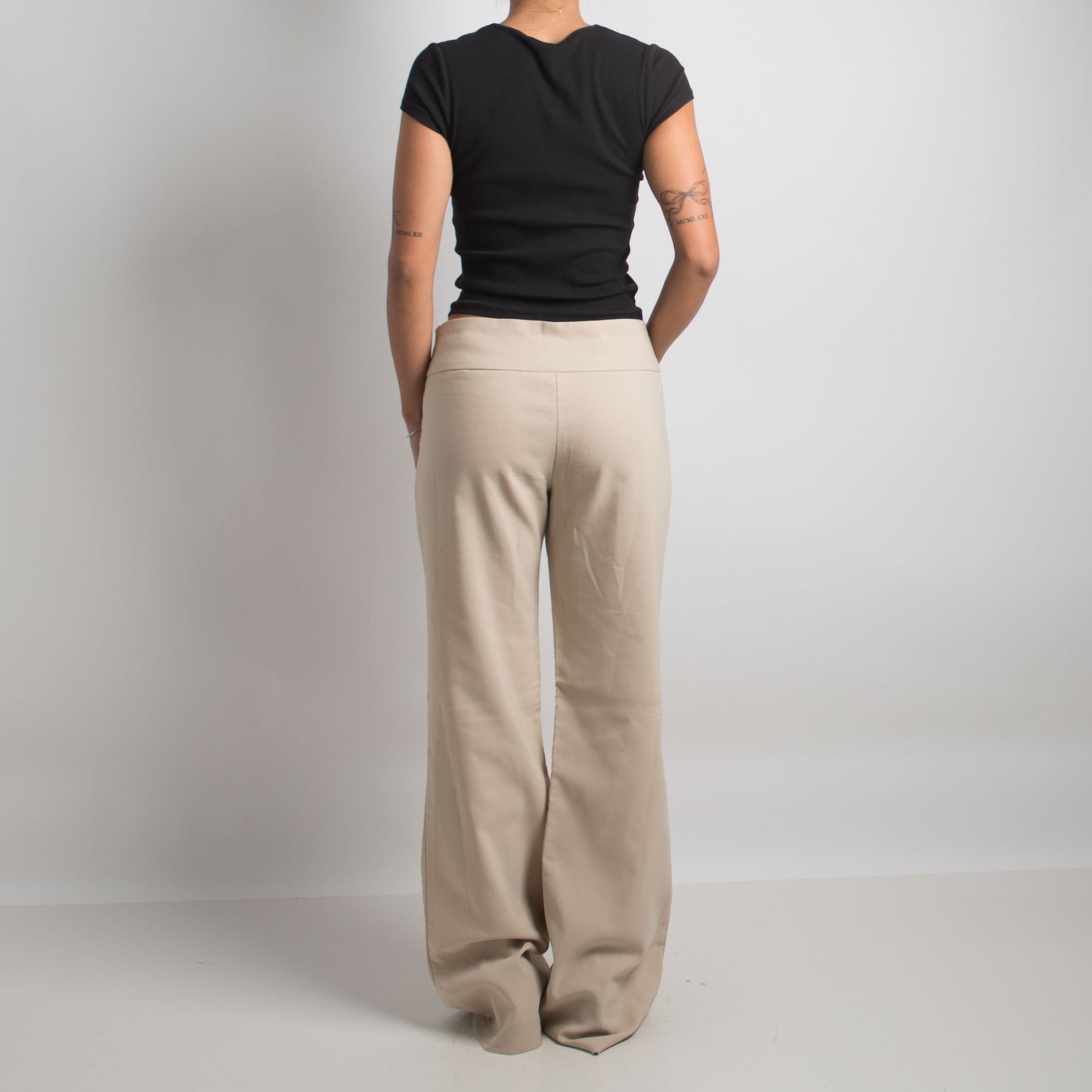 BEIGE BOOTCUT TROUSERS