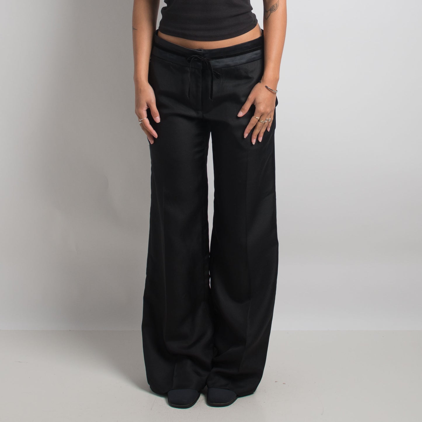 BLACK SILK TROUSERS